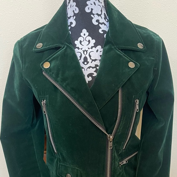 re:named Jackets & Blazers - Re:named Velvet Emerald Green Bomber Jacket